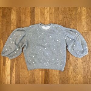 Clare V. Puff sleeve splatter paint sweatshirt Size M